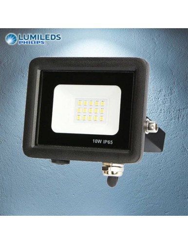 Proyector Exterior LED Foco LED 10W 6K Slim Lumileds Negro 57-FL4-10W-BK6K