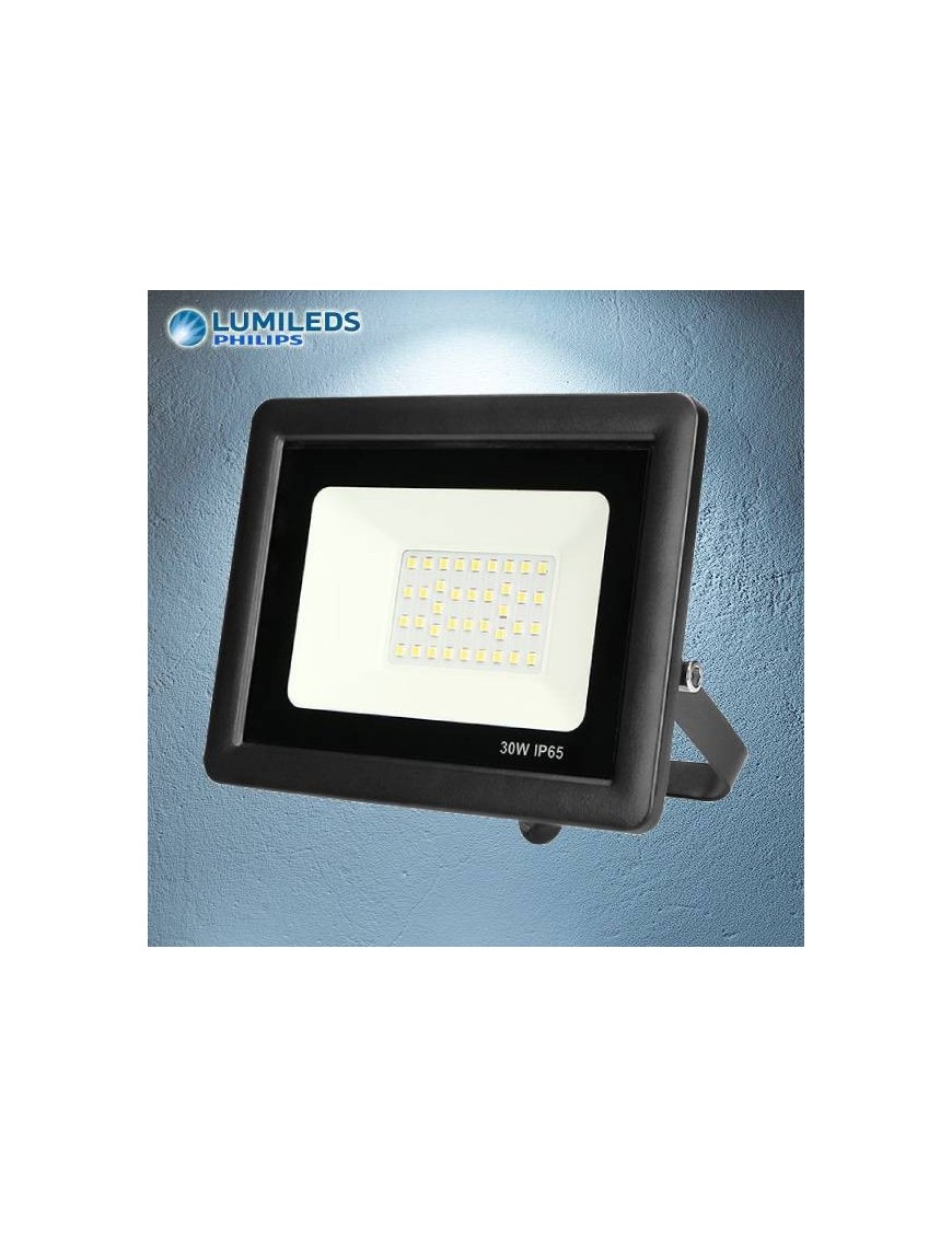 Proyector Exterior LED Foco LED 30W 6K Slim Lumileds Negro 57-FL4-30W-BK6K