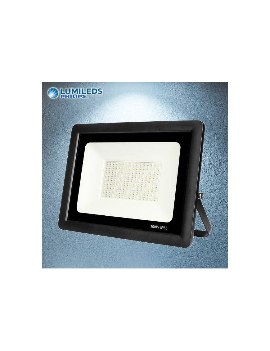 Proyector Exterior LED Foco LED 100W 6K Slim Lumileds Negro 57-FL4-100W-BK6K